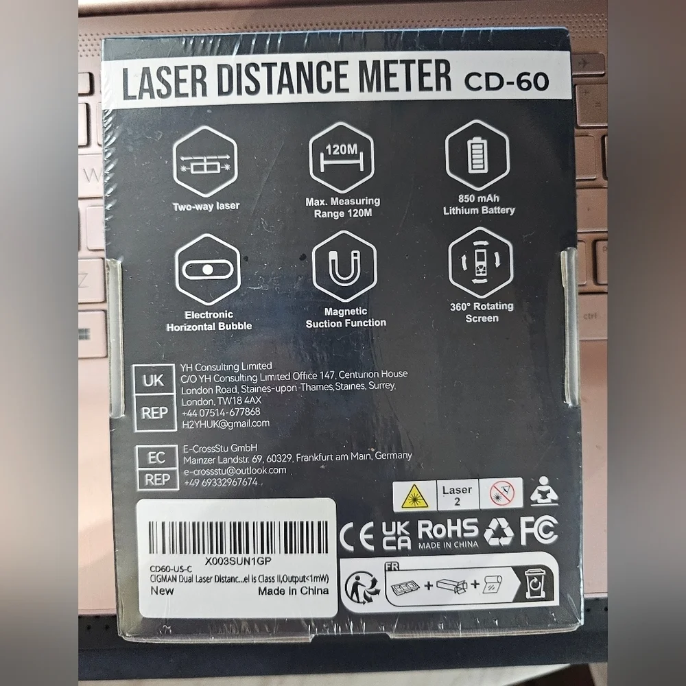 NIB Cigman Laser Distance Meter CD-60​​​ - Picture 2 of 8